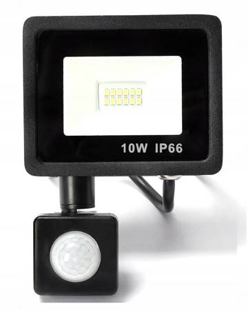 Naświetlacz LED 10W z czujnikiem ruchu halogen barwa biała neutralna 4000K